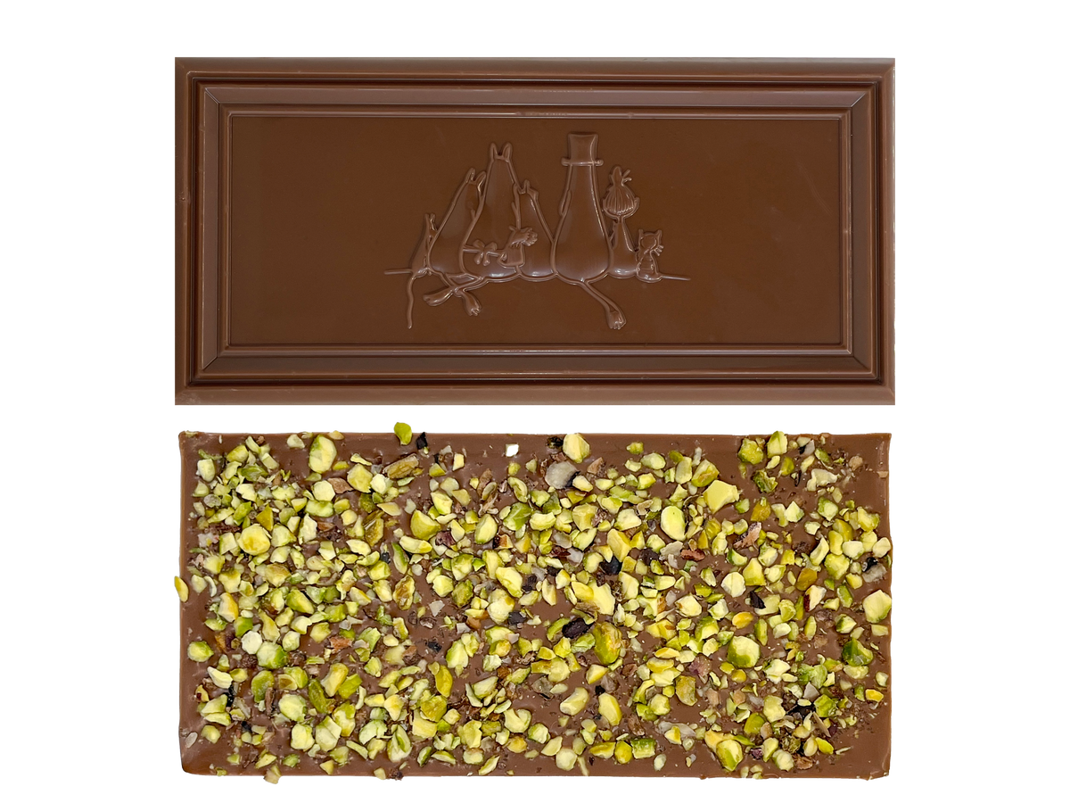 Kalmar Chokladfabrik - Organic Moomin Chocolate Moominmamma – Mjölkchoklad 41% med pistage och salt
