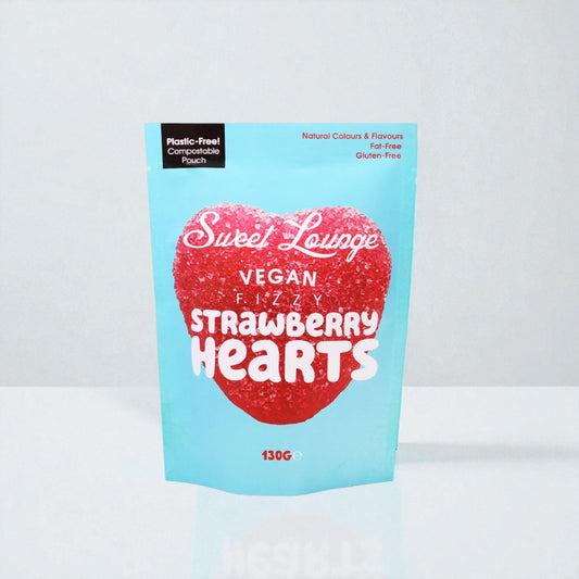 Sweet Lounge - Vegan Fizzy Strawberry Hearts (plastfri) 130g - Cofa