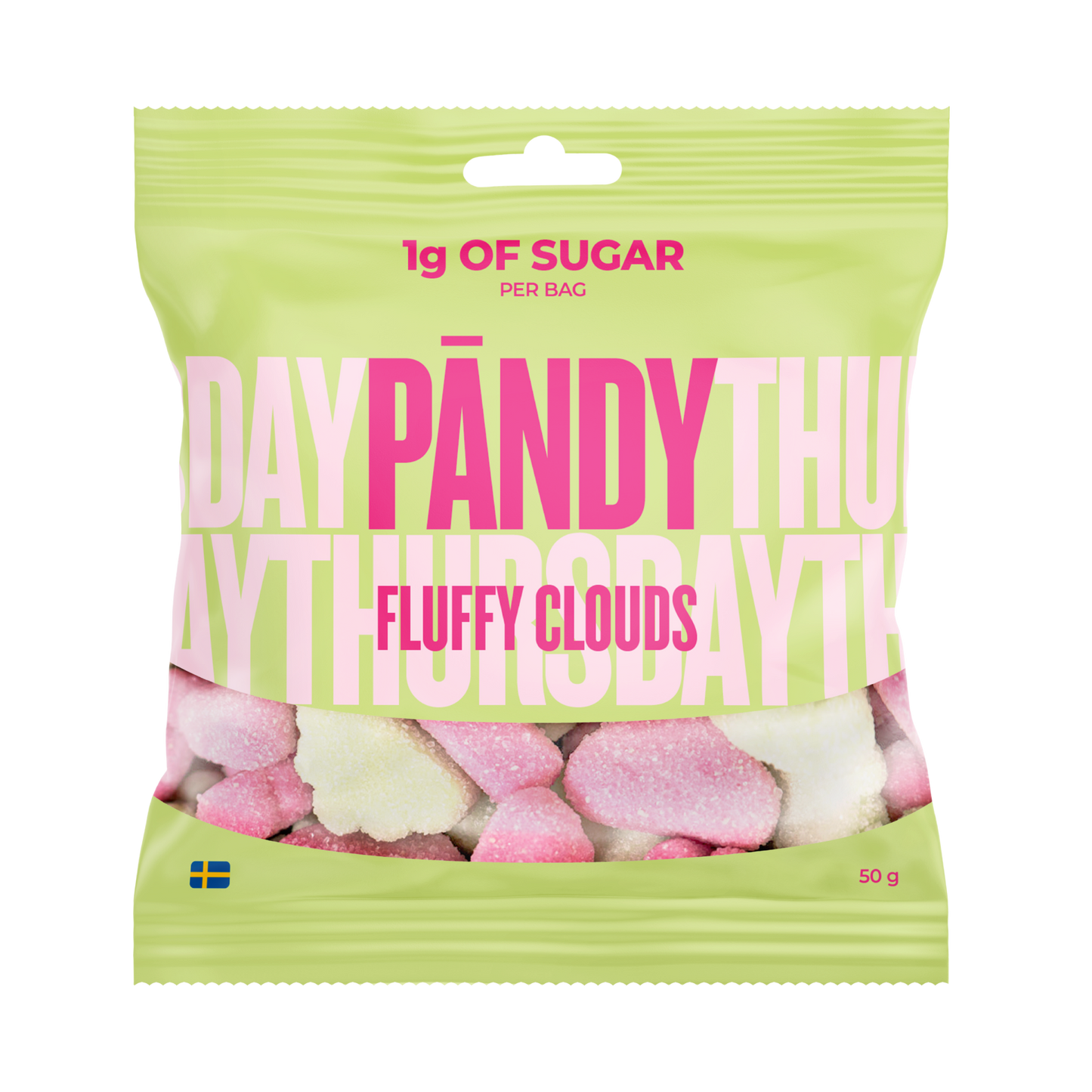 Pändy Fluffy Clouds skumgodis närbild