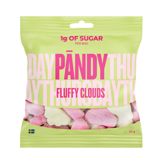 Pändy Fluffy Clouds skumgodis närbild