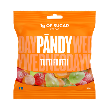 Pändy Tutti Frutti 50 g – fruktigt gelégodis i blandade smaker