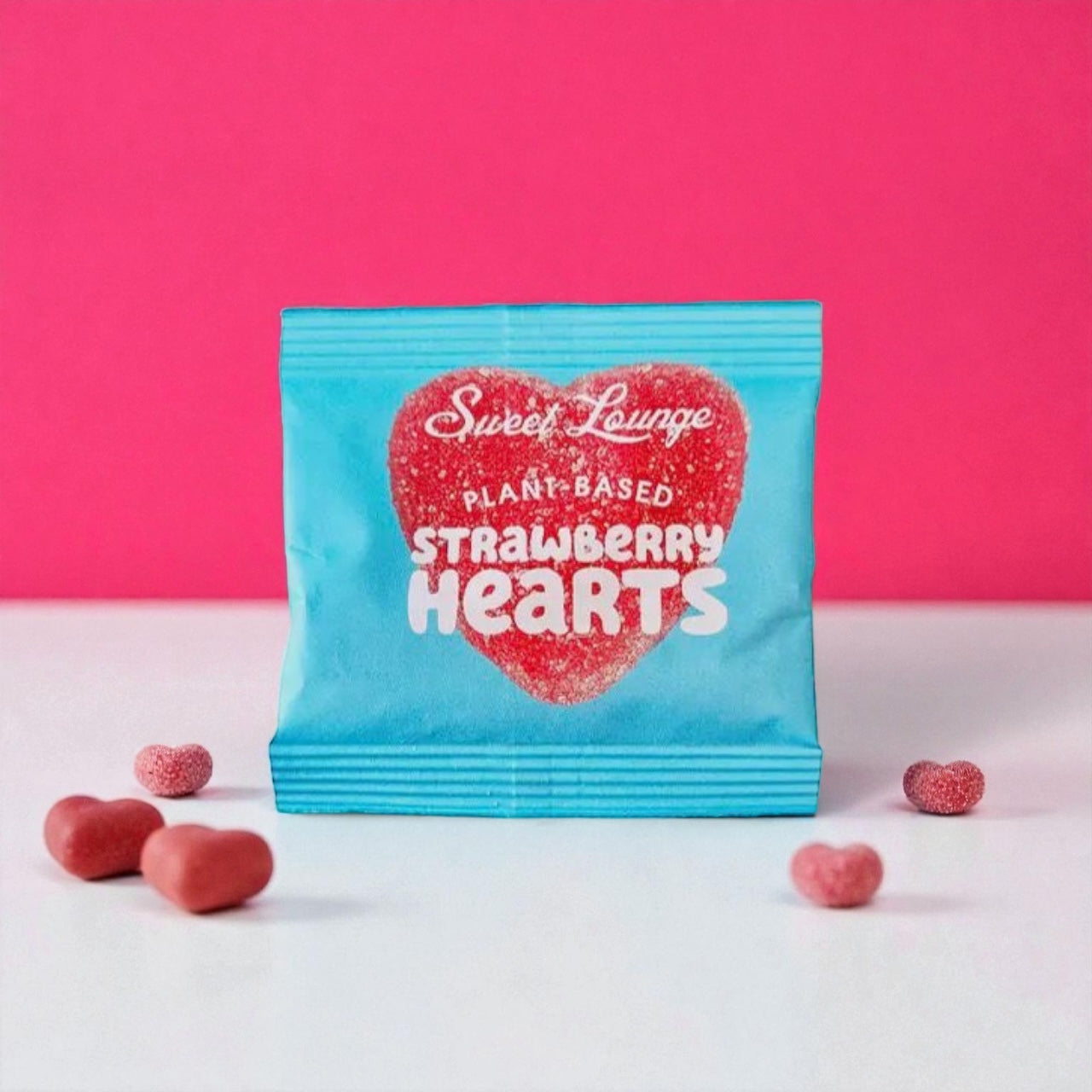 Sweet Lounge - Veganska Bubbliga Jordgubbshjärtan (Plastfria) 25g