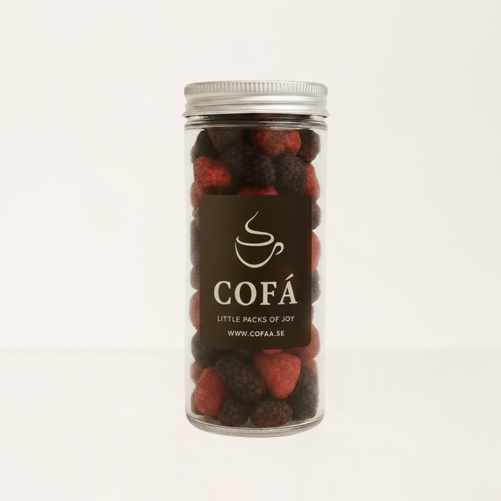 Frystorkade jordgubbar och mullbär - 25g - Cofa