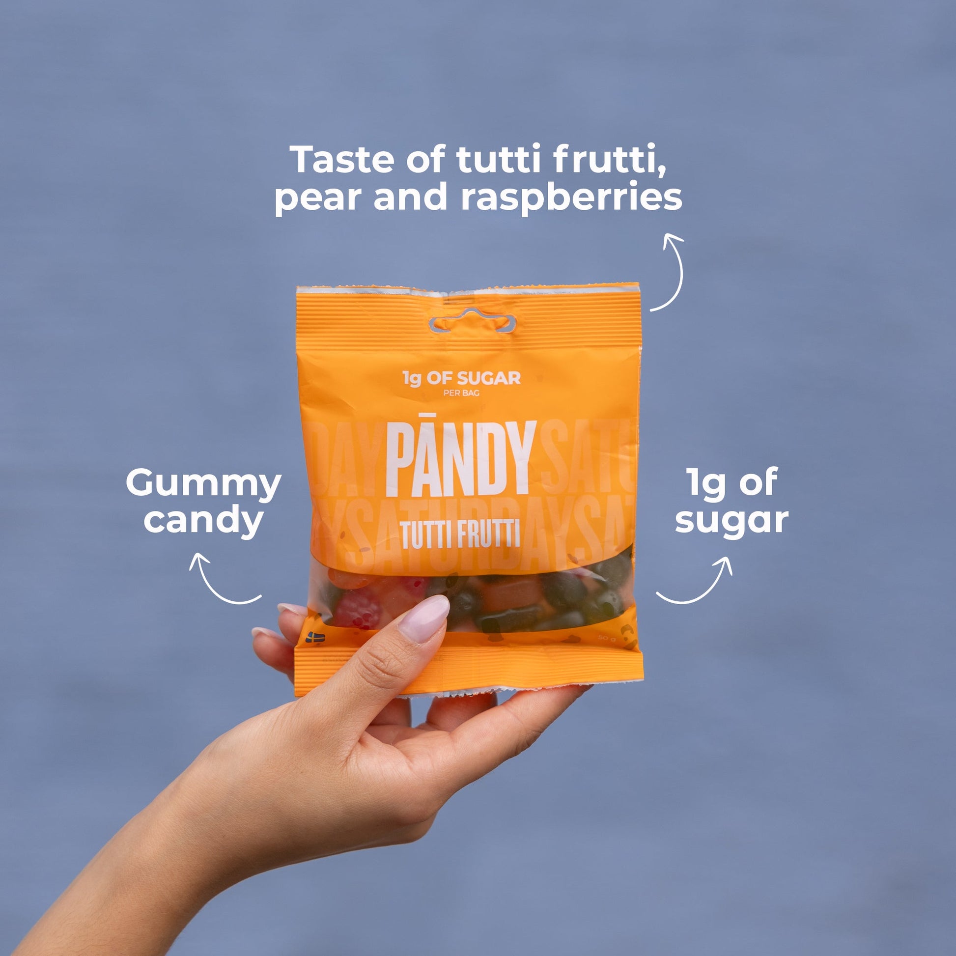 Pändy Tutti Frutti godis närbild
