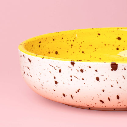 Keramisk vitlöksrivplatta gul & vit (Canela), stor – Alfar Tierra Cocida | Cofá