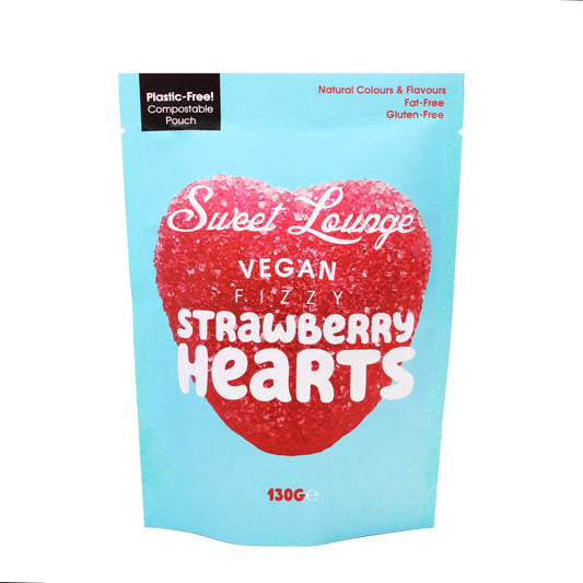 Sweet Lounge - Vegan Fizzy Strawberry Hearts (plastfri) 130g - Cofa
