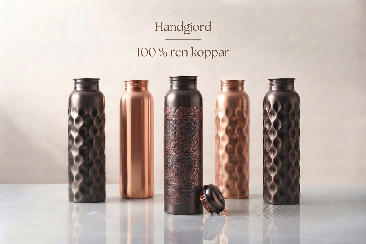 Kopparflaska 1 L – Handgjord Vattenflaska i Ren Koppar