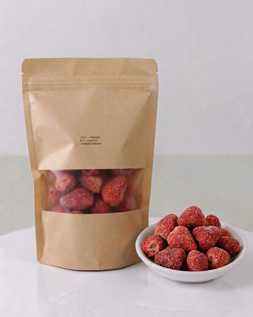 Extra krispiga frystorkade jordgubbar med socker, 60 g – Cofá