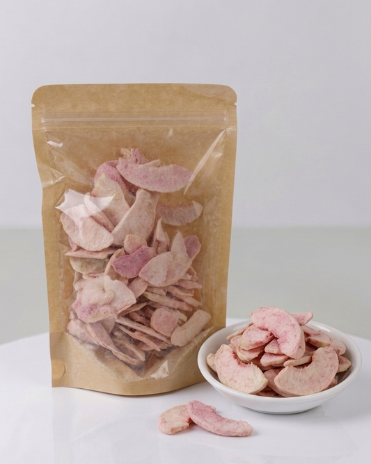 Frystorkade rosa persikaskivor, 45 g – Cofá