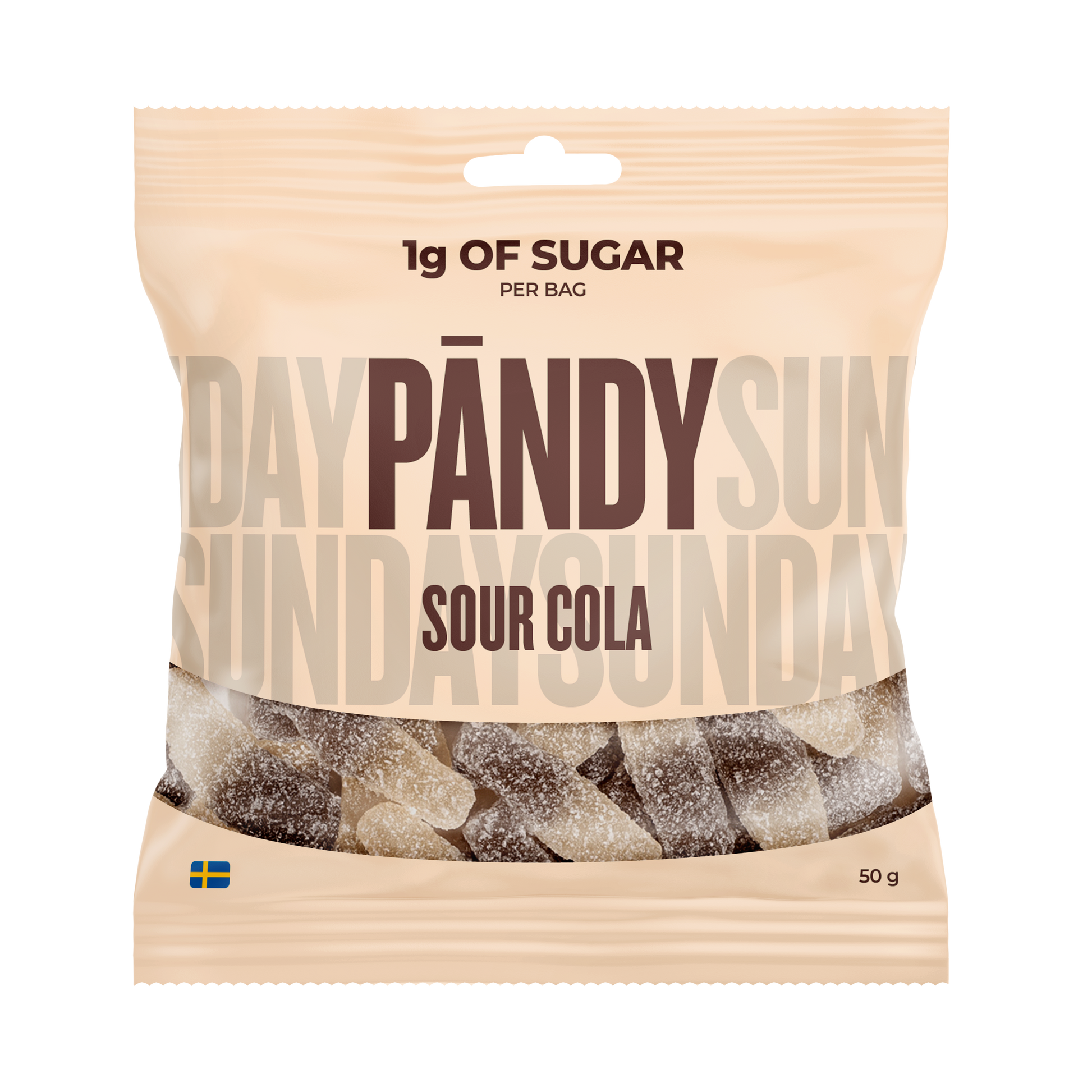 Pändy Sour Cola 50 g – syrligt gelégodis med colasmak