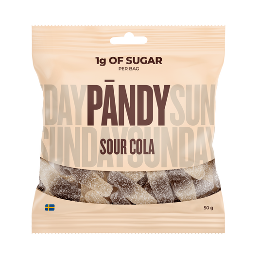 Pändy Sour Cola 50 g – syrligt gelégodis med colasmak
